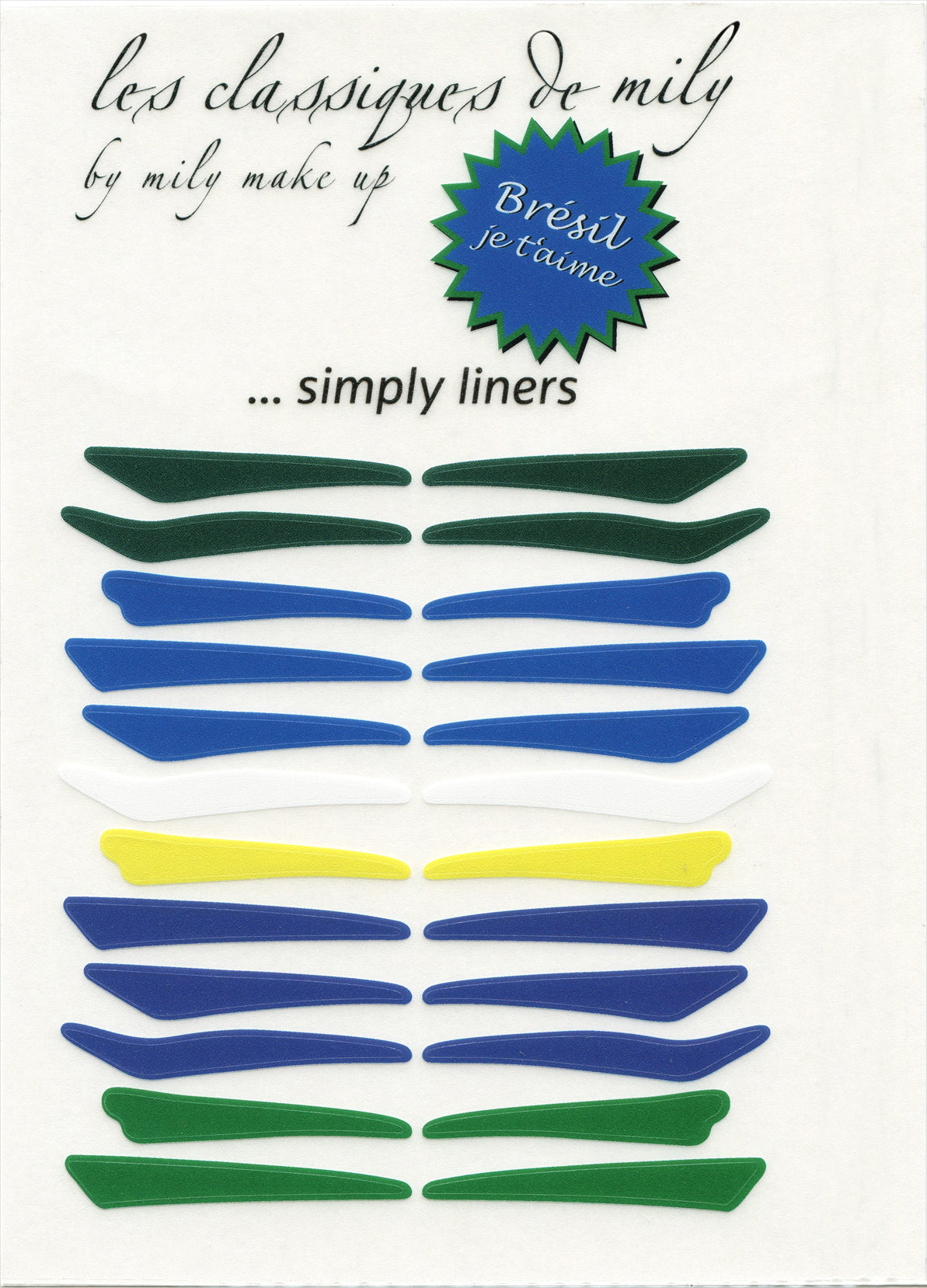 N°21 </br> Stick on eyeliners </br> Brazilian colors - 4 shapes