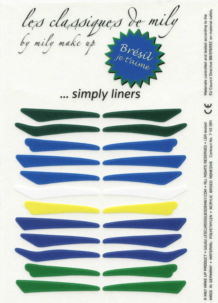 N°21 </br> Stick on eyeliners </br> Brazilian colors - 4 shapes